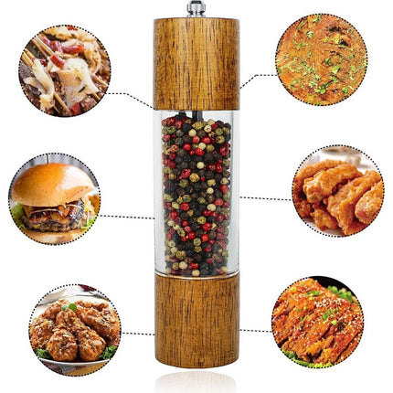 Wooden Pepper Grinder Handheld Salt Mill Spice Grinder Adjustable Kitchen Tool