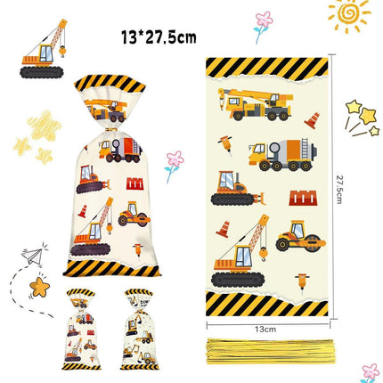 150pcs Construction Truck Candy Bags Excavator Snack Cookie Gift Packagin