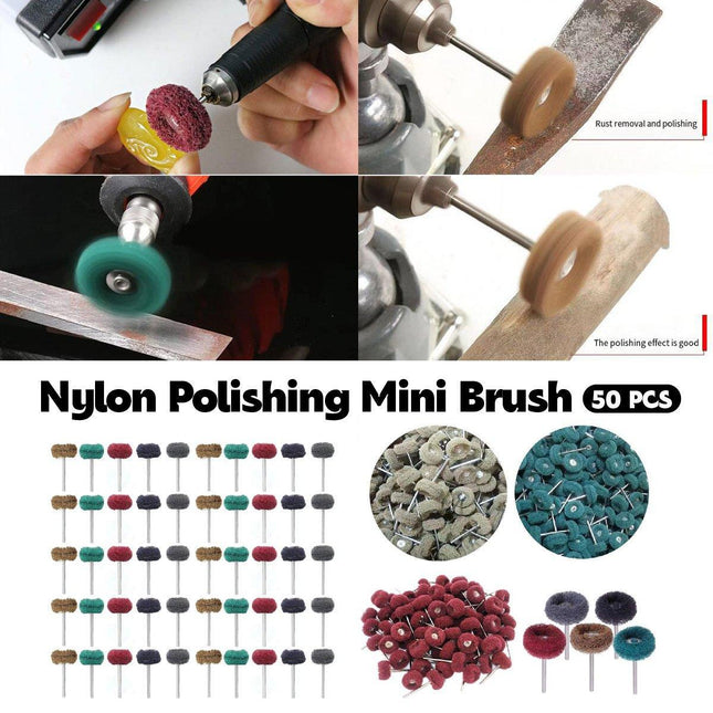 50pcs Mini Nylon Brush Set Grinding Head Polishing Machine Accessories Tools