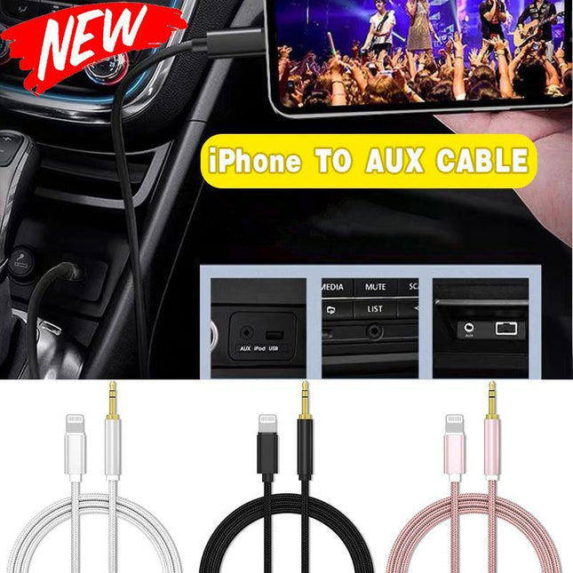 For iPhone to 3.5mm Aux Audio Adapter Cable Cord Jack iPhone 12 11 Pro 8 7 Plus - Aimall