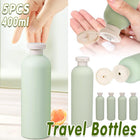 5PCS Green Squeeze Bottles Refillable Plastic Liquid Soap Lotion Travel Use