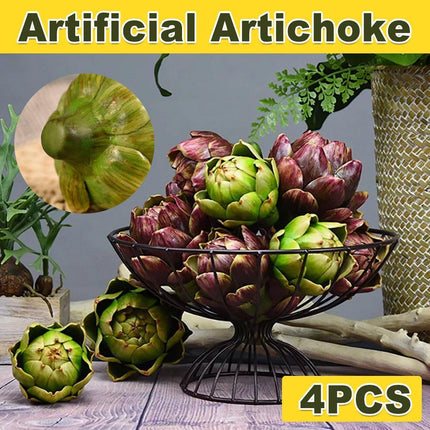 4PCS Artificial Succulent Plant French Lily Artichoke Head Household Room Decor