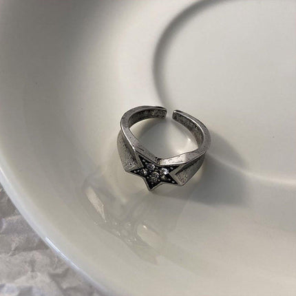 Adjustable Stacked Star Opening Ring Jewelry Five-pointed Star Design Unisex