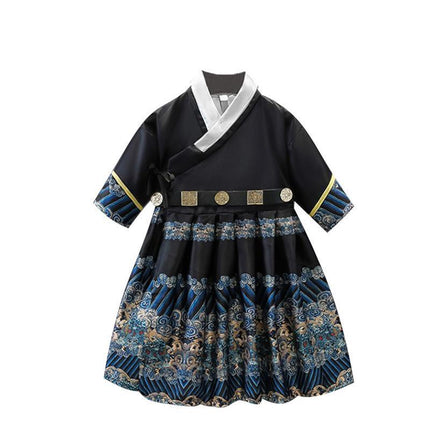 Navy Hanfu Boys Girl Traditional Chinese Dress Clothes Ancient Children's Performance - Aimall