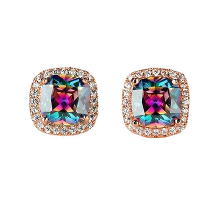 Fashion Earring Buckle Zirconia Stud Earrings Women Elegant Jewelry Accessories