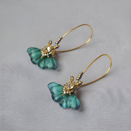 Fashion Vintage Green Fluttering Butterfly Earrings Elegant Jewelry for Women