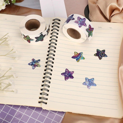 6Rolls Self-Adhesive Star Space Stickers Decorative Sticker Label Roll Bonus Set