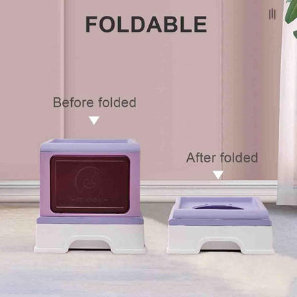 Folding Enclosed Cat Litter Box Foldable Drawer Toilet Anti-Splash Pet Supplies
