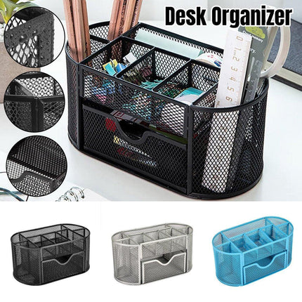 Creative Metal Desktop Pen Holder Multi-function Storage Box Organizer Rack