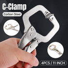 4PCS C-Type Pliers Set Pipe Clamp Square Jaw Pliers Manual Grip Hand Tool