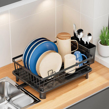 Multifunctional Dish Rack Sink Drain Tray Cutlery Storage Organizer Bowl Holder