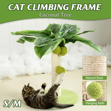 Cat Scratching Coconut Tree Kitten Post Sisal Covered Scratcher Pole Toy 32/38cm