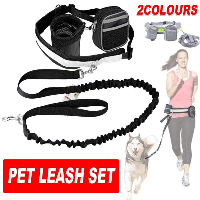 Pet Running Belt Multicolour Reflective Waist Pack with Traction Rope and Collar