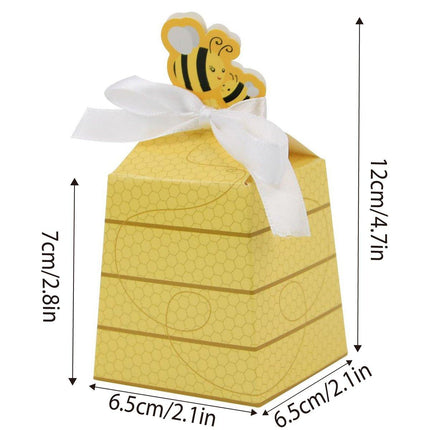50PCS Bee Party Candy Box Chocolate Box with Ribbon Yellow Gift Boxes