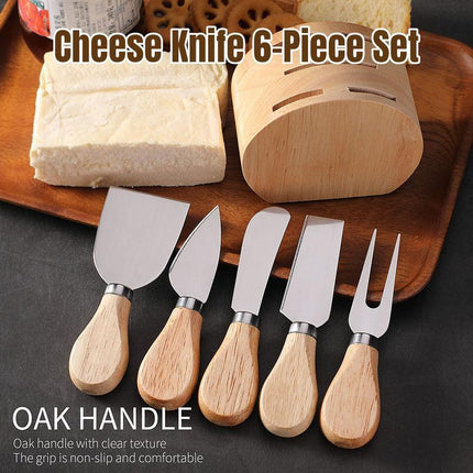 6Pcs Stainless Steel Cheese Knife Set Cheese Tools for Cutting Slicing Serving