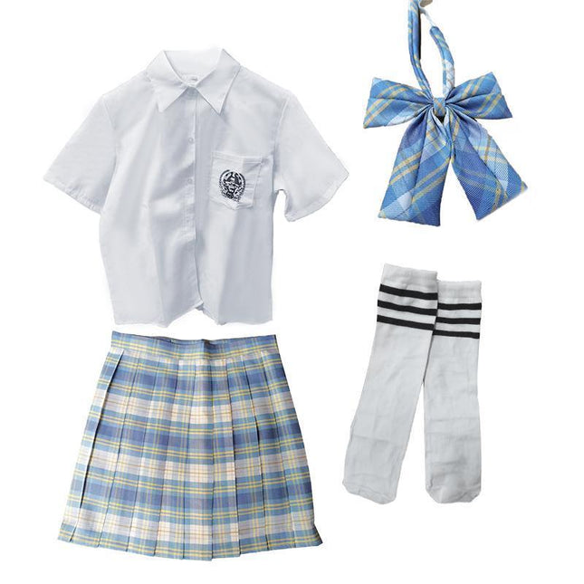 Women Pleated Skirts School Uniform High Waist Plaid Skirt Students Clothes
