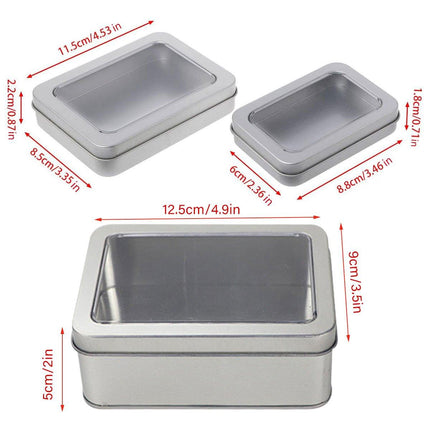 10pcs Metal Iron Box with Open Window Storage Rectangle Packaging Containers