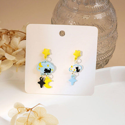 Cute Cartoon Asymmetrical Stud Earrings Fun Fashion Jewelry for Daily Outfits