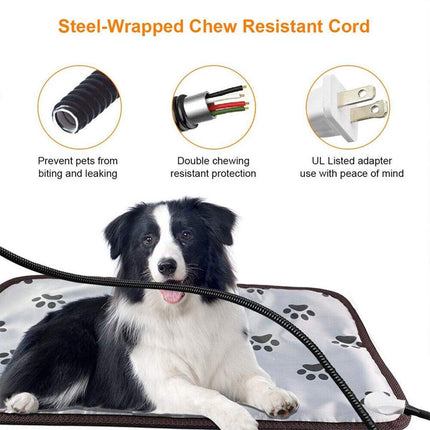 Electric Pet Heating Pad Waterproof Cover Heated Mat Dogs Cats Bed Blanket - Aimall