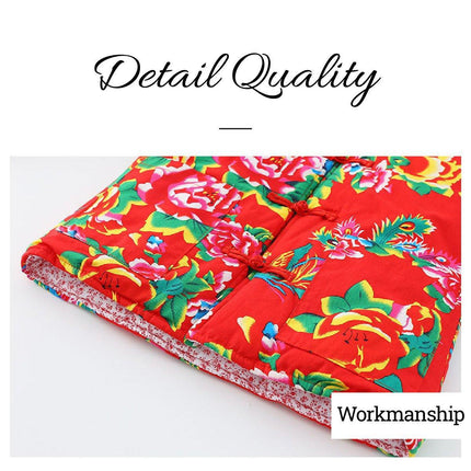 Winter Northeast Big Flower Ethnic Style Loose Peony Big Flower Cotton Coat Warm