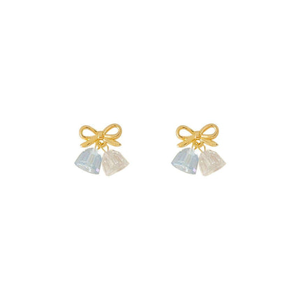 Blue Wind Chime Gold Bow Earrings Fashion Jewelry Boho Style Dangle Earrings