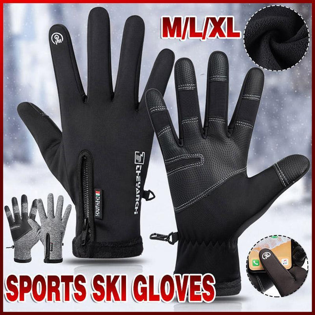 Winter Gloves Waterproof Thermal Touch Screen Thermal Windproof Warm Black - Aimall