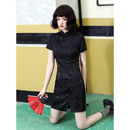 Girls Retro Cheongsam Dress French National Style Fashion Improved Qipao