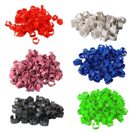 100X 001-100 Digital Numbered Bird Leg Band Rings Clip For Pigeon Parrot Poultry
