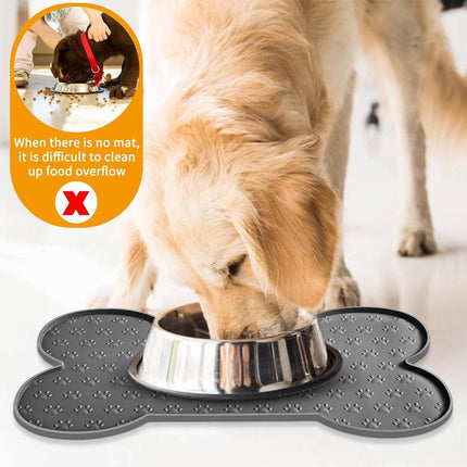 Silicone Pet Feeding Food Mat Bone Waterproof Non-slip Cat Dog Bowl Placemat