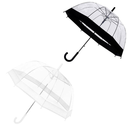 Clear Dome Umbrella Wedding Party Transparent Parasol Handle Waterproof Rain
