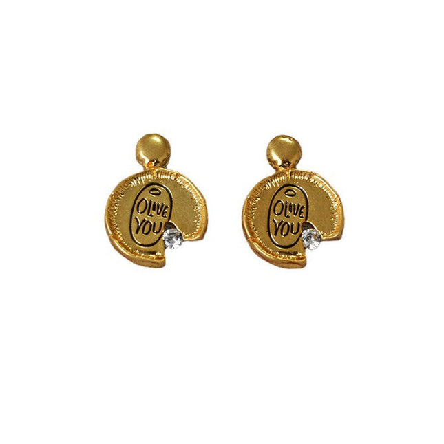 Irregular Lace Stud Earrings Unique Design Missing Corners Stylish Jewelry