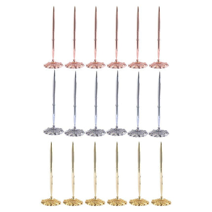 6pcs Black Ballpoint Pen Set Plum Blossom Base Office Desk Signature Writing Pen