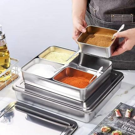 6PCS Stainless Steel Fresh-keeping Box with Sealed Lid Food Fruit Box Container