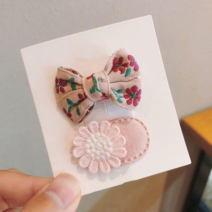 Mini Oval Hair Clips with Bows and Flowers Decorative Hair Accessories