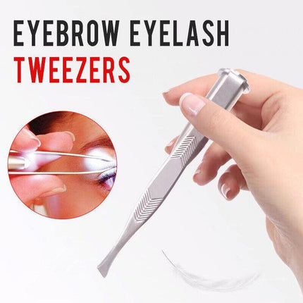 EYEBROW EYELASH TWEEZERS with Built-In LED LIGHT Hair Removal Makeup Tool AU - Aimall