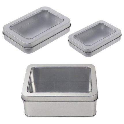 10pcs Metal Iron Box with Open Window Storage Rectangle Packaging Containers