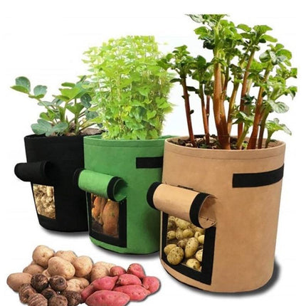 3X 10 Gallon Potato Grow Planter Container Bag Pouch Root Plant Growing Pot Side - Aimall