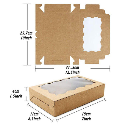 50pcs Rectangular Kraft Paper Window Box Gift Packaging Boxes Party Favors