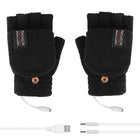 Winter Electric Rechargeable Mitten Heated Gloves Half Finger W/Hat USB Knitted - Aimall