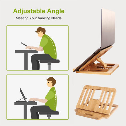 Adjustable Bamboo Foldable Laptop Stand Portable Laptop Riser Desk Table Stand