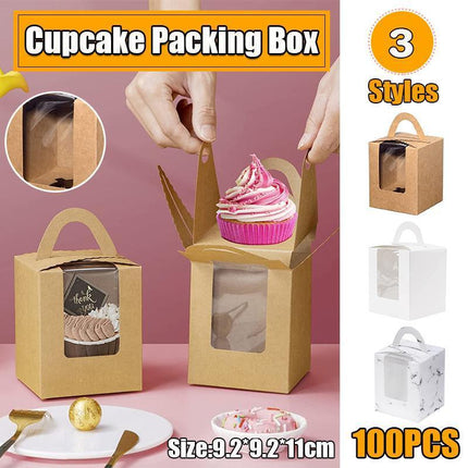 100PCS Portable Single Design Cake Box Paper Cupcake Packing Box Party Supplies Aimall