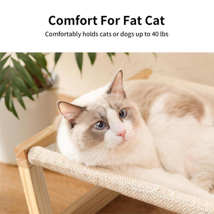 Comfortable Solid Pine Wood Pet Bed Raised Breathable Rectangular Cat Sleep