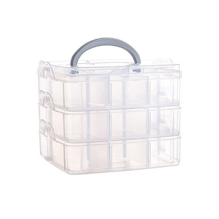 Portable Plastic Jewelry Organizer Box Three layers Detachable Makeup Storager