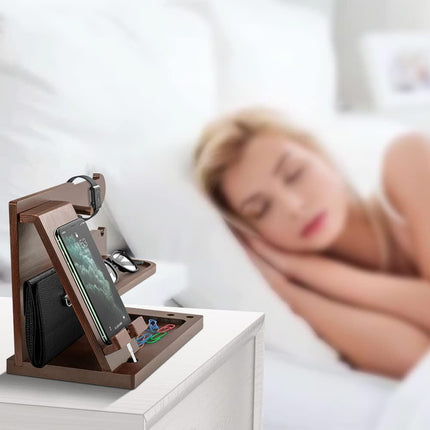 Wooden Mobile Phone Holder Desk Organizer Multifunctional Storage Shelf Stand