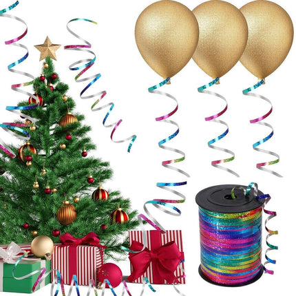400m Glitter Laser Ribbon for Balloons Birthday Party Banners Pull String Tie
