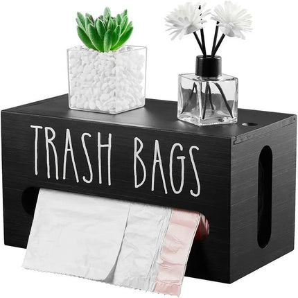 Wooden Plastic Bag Storage Box Hanging Rubbish Bag Organizer Extractable Tissue