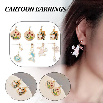 Geometric Cartoon Earrings Cute Fun Fashion Jewelry Gift for Daily Wear