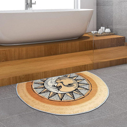 Semi Circular Non Slip Door Mat Household Entrance Carpet for Living Room Use