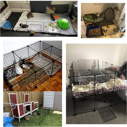16pcs Large Cat Cage Indoor Cat Villa Double Layer Cat House Anti-jump Cat Fence