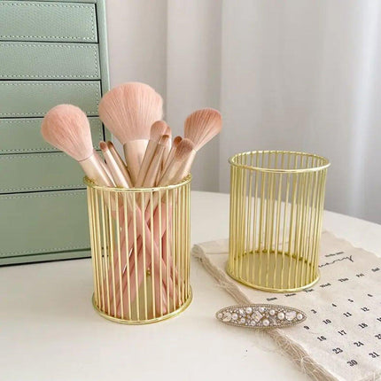 2PCS Metal Pen Holder Desktop Organizer Multifunctional Storage Bucket Office